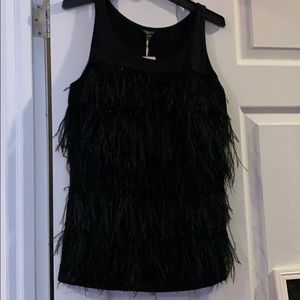 Ann Taylor XSP cotton tank with feather detail
